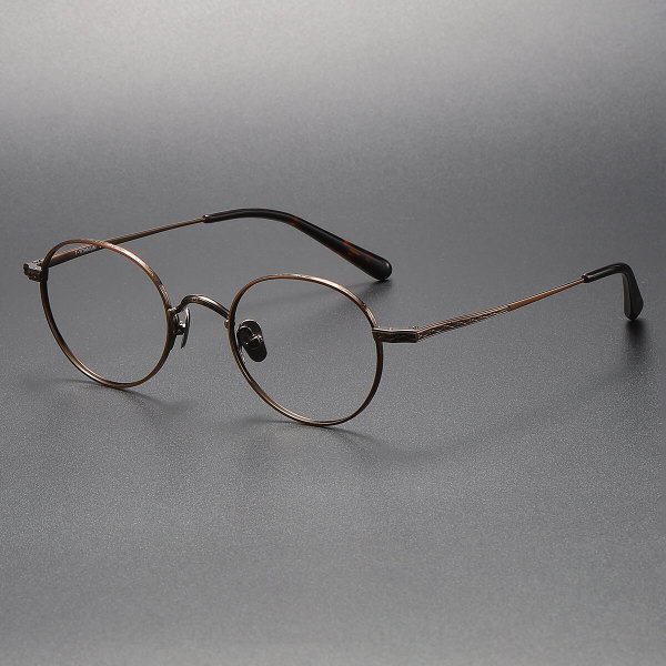 Round Titanium Glasses LE1180_Bronze