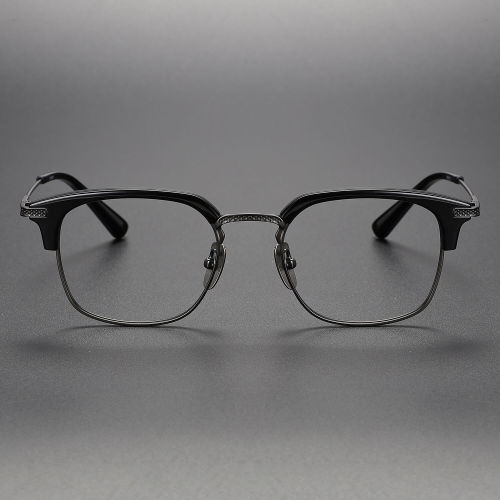 Browline Titanium & Acetate Glasses LE1172_Black & Gunmetal