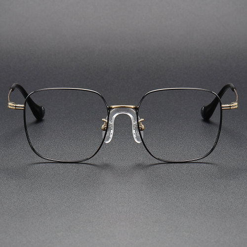 Square Titanium Glasses LE1177_Black & Gold