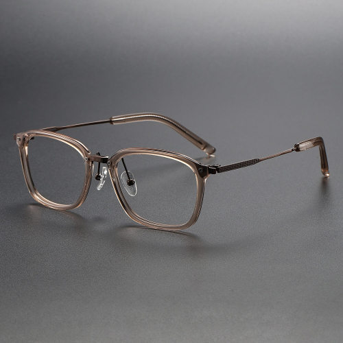 Oval Acetate & Titanium Glasses LE1140_Clear Tea - Bronze