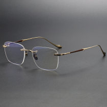Rimless Titanium Glasses LE1147_Tea & Gold