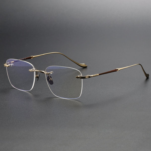 Rimless Titanium Glasses LE1147_Tea & Gold