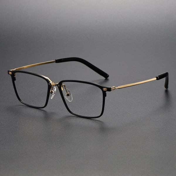 Rectangle Titanium Glasses LE1163_Black & Gold