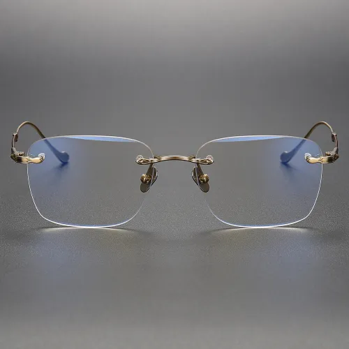 Rimless Titanium Glasses LE1147_Tea & Gold