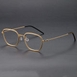 Square Titanium Glasses LE1142_Gold
