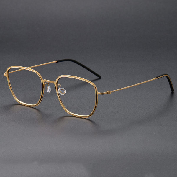 Square Titanium Glasses LE1142_Gold