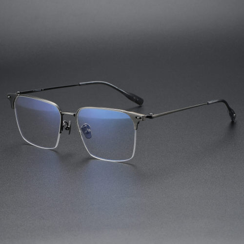 Half Rim Titanium Glasses LE1155_Gunmetal