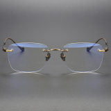 Rimless Titanium Glasses LE1147_Black & Gold