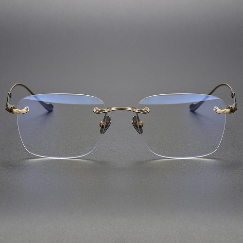 Rimless Titanium Glasses LE1147_Black & Gold