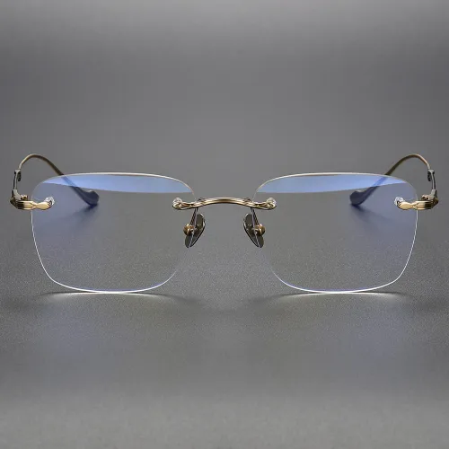 Rimless Titanium Glasses LE1147_Black & Gold