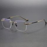 Rimless Titanium Glasses LE1147_Black & Gold