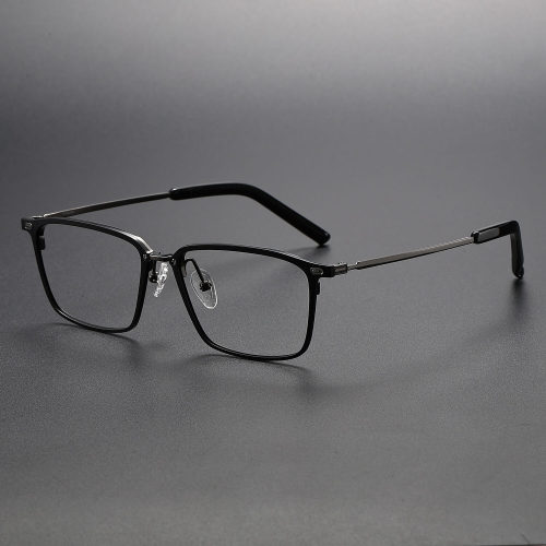 Rectangle Titanium Glasses LE1163_Black & Gunmetal