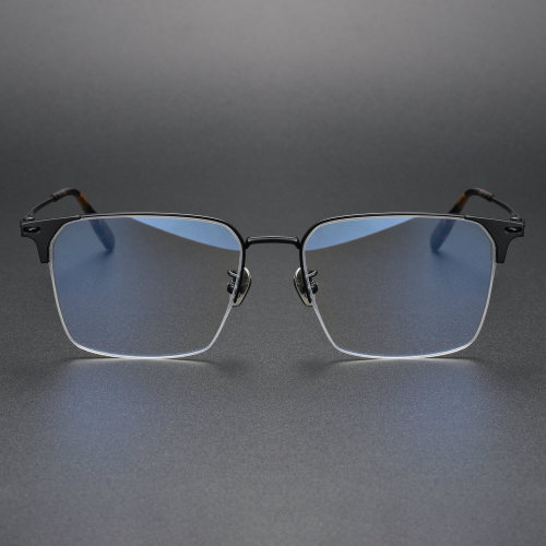 Half Rim Titanium Glasses LE1155_Black