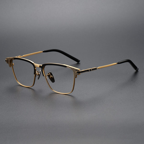 Browline Titanium Glasses LE1128_Black & Gold