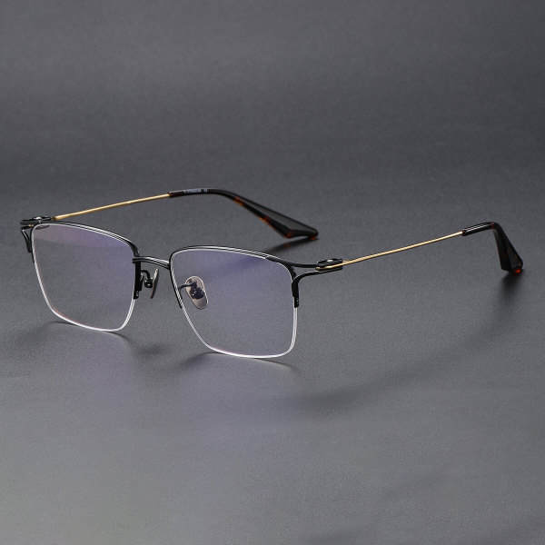Square Titanium Glasses LE1158_Black - Gold