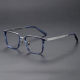 Square Acetate & Titanium Glasses LE1141_Blue Tortoise & Silver