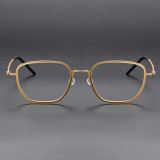 Square Titanium Glasses LE1142_Gold