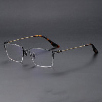 Half Rim Titanium Glasses LE1121_Black & Gold