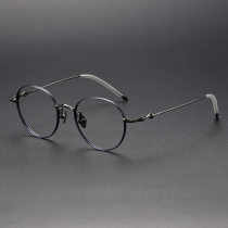 Round Titanium Glasses LE1120_Blue & Gunmetal