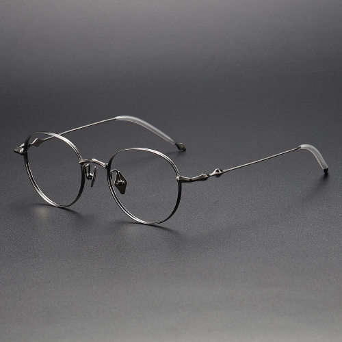 Round Titanium Glasses LE1120_Gunmetal