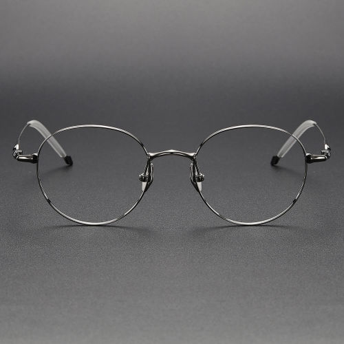 Round Titanium Glasses LE1120_Gunmetal