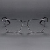 Square Acetate & Titanium Glasses LE1123_Clear Gray & Black