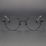 Round Titanium Glasses LE1120_Black