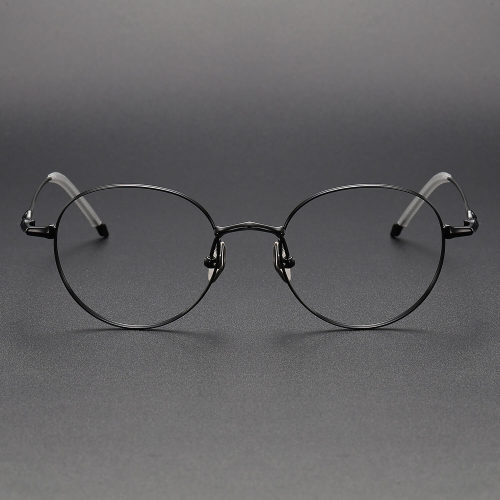 Round Titanium Glasses LE1120_Black