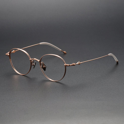 Round Titanium Glasses LE1120_Rose Gold