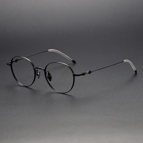 Round Titanium Glasses LE1120_Black