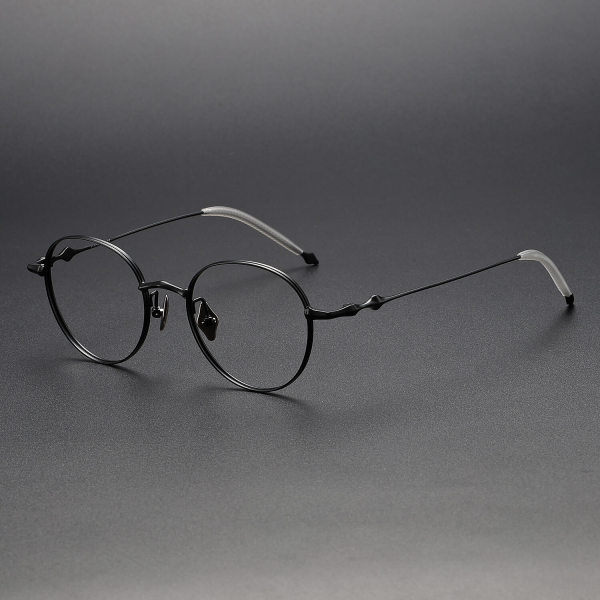 Round Titanium Glasses LE1120_Black