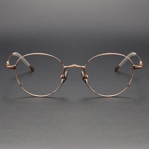 Round Titanium Glasses LE1120_Rose Gold