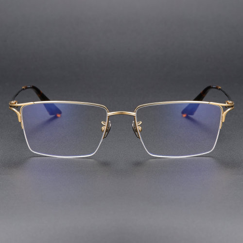 Half Rim Titanium Glasses LE1121_Gold