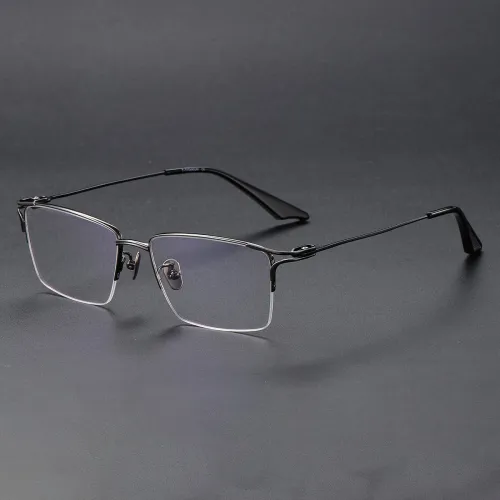 Half Rim Titanium Glasses LE1121_Gunmetal