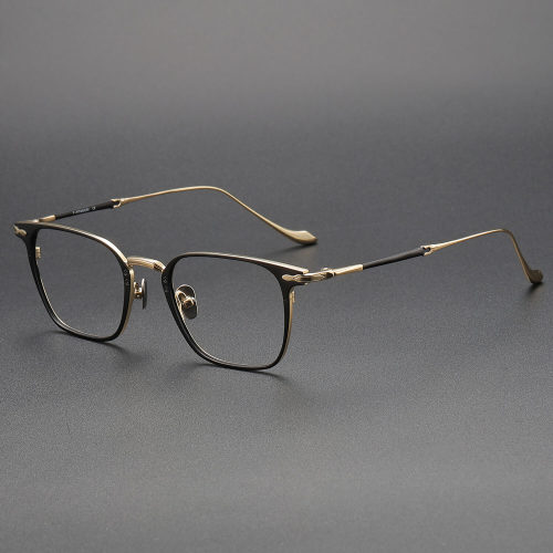 Square Titanium Glasses LE1327_Black - Gold