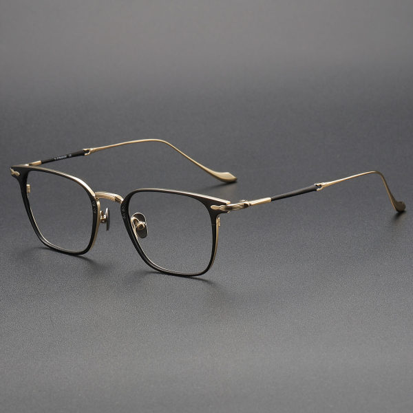 Square Titanium Glasses LE1327_Black - Gold