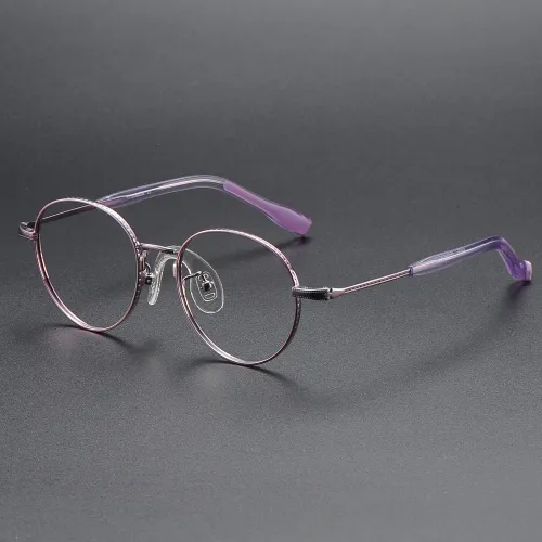 Round Titanium Glasses LE1290_Purple