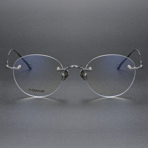 Rimless Titanium Glasses LE1320_Black - Silver