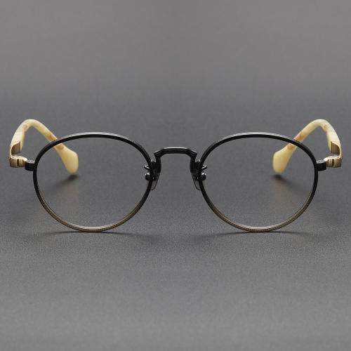 Oval Titanium Glasses LE1328_Black - Gold