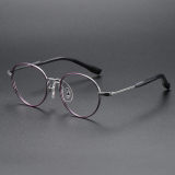 Round Titanium Glasses LE1290_Purple & Silver