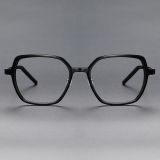 Square Acetate & Titanium Glasses LE1283_Black Front View