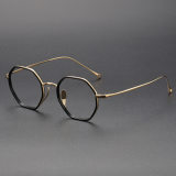 Geometric Titanium Glasses LE1326_Black - Gold