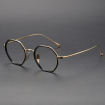Geometric Titanium Glasses LE1326_Black - Gold