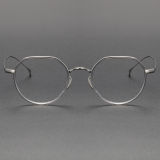 Geometric Titanium Glasses LE1324_Clear Gray - Silver