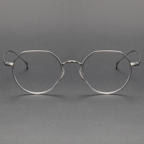 Geometric Titanium Glasses LE1324_Clear Gray - Silver