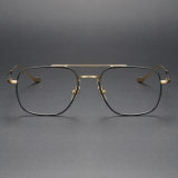 Aviator Titanium Glasses LE1321_Black - Gold Front View