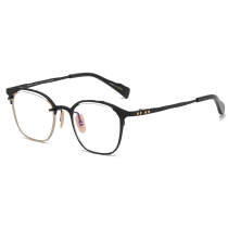 Square Titanium Glasses LE1286_Black & Gold Frame