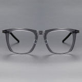 Square Acetate & Titanium Glasses LE1252_Clear Gray Front View