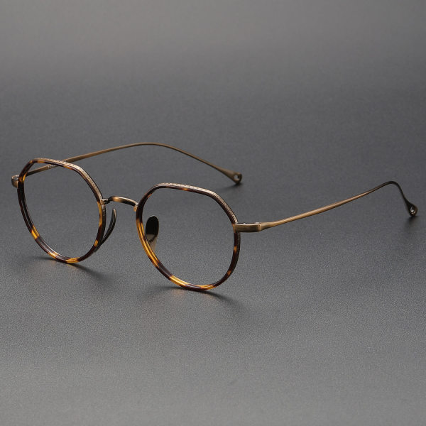 Geometric Titanium Glasses LE1324_Tortoise - Bronze