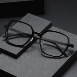Square Acetate & Titanium Glasses LE1283_Black